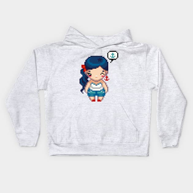 Hello Sailor Pixel Art Girl Kids Hoodie by iamnotadoll